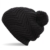 Distressed Bommelmütze Long Beanie Strickmütze mit Pompon schwarz -