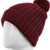 Distressed Long Beanie mit Pompon Bommelmütze Strickmütze Unisex dunkelrot - 