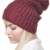 Distressed Long Beanie mit Pompon Bommelmütze Strickmütze Unisex dunkelrot - 