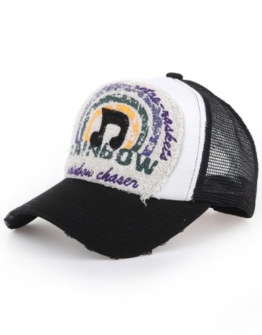 Distressed Trucker Mesh Cap Kappe Rainbow Music schwarz -