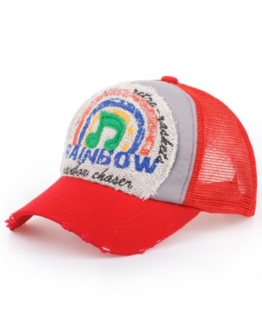 Distressed Trucker Mesh Cap Kappe Rainbow Music rot -