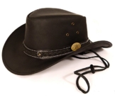 Echt Leder Cowboyhut Westernhut - Black Skipper (L, Schwarz) -