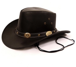 Echt Leder Outdoorhut Cowboyhut Westernhut Schwarz - Split Leather (XL, Schwarz) -