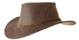 echter Känguru- Lederhut in braun und rost mit geflochtenem Hutband, hergestellt in Australien 2.Wahl -