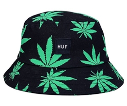 EOZY Unisex Sonnenhut Bucket Hat Fischerhut Cannabis Muster Mütze Dunkelgrün -