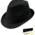 EveryHead Herrenfedora Fedora Trilby Stoffhut Sommerhut Sonnenhut Partyhut Urlaubshut Strandhut Modehut für Männer (EH-CB-LS-630-S17-HE1-BLA-L/XL) in Black, Größe L/XL inkl. EveryHead-Hutfibel -