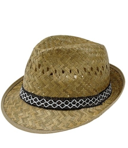 EveryHead Herrenstrohhut Strohhut Fedora Trilby Sommerhut Sonnenhut Partyhut Urlaubshut Strandhut Band Muster für Männer (EH-30125138-S17-HE0-111-59) in Natur, Größe 59 inkl. EveryHead-Hutfibel -