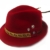 Exklusiver roter Trachtenhut mit Feder und schwarzer Rose Größenverstellbar - 