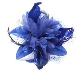 Fascinator, Blume mit Netz und Federn auf transparentem Kamm, in 9 Farben erhältlich -