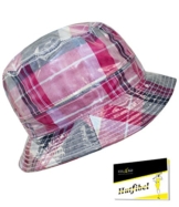 Fiebig Damenfischerhut Fischerhut Fischermütze Anglerhut Regenhut Freizeithut Sommerhut wasserabweisend kariert für Frauen (FI-67461-S17-DA0-10-56) in Pink, Größe 56 inkl. EveryHead-Hutfibel -