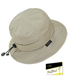 Fiebig Damenfischerhut Fischerhut Fischermütze Anglerhut Regenhut wasserabweisend WaterStop mit Tunnelzug für Frauen (FI-50240-W16-DA1-4-58) in Beige, Größe 58 inkl. EveryHead-Hutfibel -