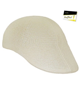 Fiebig Damenflatcap Flatcap Strohhut Strohkappe Papierhut Basthut Schiebermütze Gatsby Schirmmütze einfarbig für Frauen (FI-16528-S16-DA2-2-60) in Natur, Größe 60 inkl. EveryHead-Hutfibel -