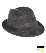 Fiebig Damenstoffhut Stoffhut Wollhut Fedora Trilby Herbsthut Winterhut Partyhut Modehut Hut gemustert für Frauen (FI-12091-W16-DA1-81-61) in Oliv, Größe 61 inkl. EveryHead-Hutfibel -