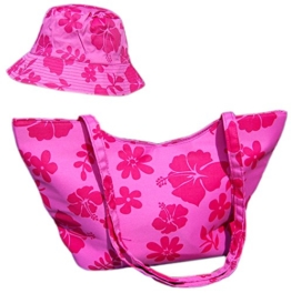 Fiebig Hawai-Set Sonnenhut mit Strandtasche Sommerhut Fischerhut Damenhut (FI-67144-10-57) pink, ca. 57 cm Kopfumfang - inkl. EveryHead-Hutfibel -
