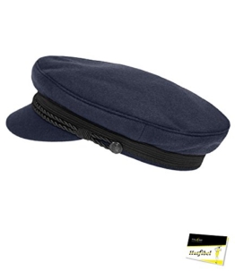 Fiebig Herrenelbsegler Elbsegler Seglermütze Schiffermütze Sailorcap Seemannsmütze Schirmmütze mit Zierkordel für Männer (FI-40960-W16-HE0-85-59) in Marine, Größe 59 inkl. EveryHead-Hutfibel -