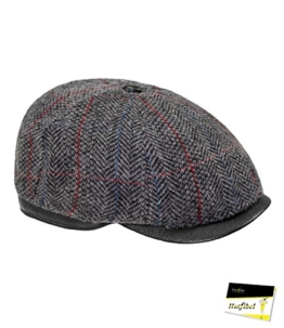 Fiebig Herrenflatcap Flatcap Schiebermütze Schirmmütze Golfermütze Sportmütze Herbst mit Ledereinsätzen für Männer (FI-42117-W16-HE1-88-60) in Anthrazit, Größe 60 inkl. EveryHead-Hutfibel -