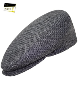 Fiebig Herrenflatcap Flatcap Schiebermütze Gatsby Schirmmütze Wintermütze Sportmütze kariert mit Futter für Männer (FI-42158-W16-HE1-88-59) in Anthrazit, Größe 59 inkl. EveryHead-Hutfibel -
