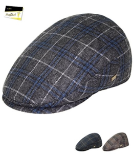 Fiebig Herrenflatcap Flatcap Schiebermütze Gatsby Schirmmütze Wintermütze Sportmütze kariert mit Futter für Männer (FI-42135-W16-HE0-82-58) in Braun, Größe 58 inkl. EveryHead-Hutfibel -
