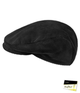 Fiebig Herrenflatcap Flatcap Schiebermütze Schirmmütze Cordmütze Herbstmütze Wintermütze Golfermütze Mütze für Männer (FI-40790-W16-HE0-18-55) in Schwarz, Größe 55 inkl. EveryHead-Hutfibel -
