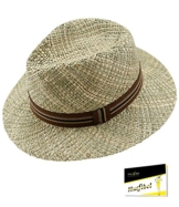 Fiebig Herrenstrohhut Strohhut Sommerhut Strandhut Urlaubshut Sonnenhut Partyhut unisex mit Ripsband einfarbig für Männer (FI-16472-S16-HE0-5-59) in Braun, Größe 59 inkl. EveryHead-Hutfibel -