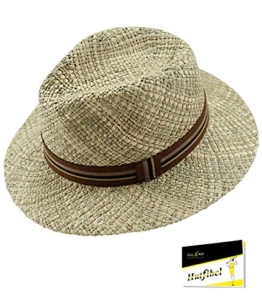 Fiebig Herrenstrohhut Strohhut Sommerhut Strandhut Urlaubshut Sonnenhut Partyhut unisex mit Ripsband einfarbig für Männer (FI-16472-S16-HE0-5-59) in Braun, Größe 59 inkl. EveryHead-Hutfibel -