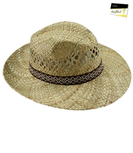 Fiebig Herrenstrohhut Strohhut Sommerhut Strandhut Urlaubshut Sonnenhut Partyhut unisex mit buntem Ripsband für Männer (FI-16463-S16-HE0-111-59) in Natur, Größe 59 inkl. EveryHead-Hutfibel -