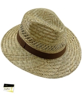 Fiebig Herrenstrohhut Strohhut Sommerhut Strandhut Urlaubshut Sonnenhut Partyhut unisex mit braunem Ripsband für Männer (FI-16431-S16-HE0-111-59) in Natur, Größe 59 inkl. EveryHead-Hutfibel -