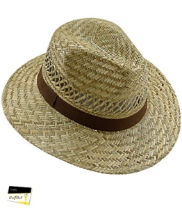 Fiebig Herrenstrohhut Strohhut Sommerhut Strandhut Urlaubshut Sonnenhut Partyhut unisex mit braunem Ripsband für Männer (FI-16431-S16-HE0-111-59) in Natur, Größe 59 inkl. EveryHead-Hutfibel -