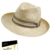 Fiebig Herrenstrohhut Strohhut Sommerhut Sonnenhut Cowboyhut Urlaubshut Strandhut Modehut Hut mit gestreiften Band für Männer (FI-16535-S17-HE1-111-57) in Natur, Größe 57 inkl. EveryHead-Hutfibel -