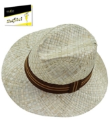 Fiebig Herrenstrohhut Strohhut Sommerhut Strandhut Urlaubshut Sonnenhut Partyhut unisex mit Ripsband gestreift für Männer (FI-16470-S16-HE0-5-61) in Braun, Größe 61 inkl. EveryHead-Hutfibel -