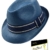 Fiebig Mädchenpapierhut Papierhut Basthut Fedora Trilby Sommerhut Sonnenhut Urlaubshut Strand mit gestreiften Band f. Kinder (FI-89286-S17-MA1-25-51) in Jeansblau, Größe 51 inkl. EveryHead-Hutfibel -