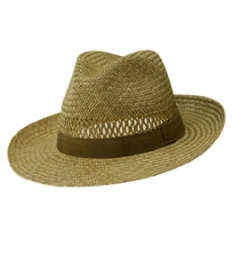 Fiebig Strohhut mit Ripsband Herrenstrohhut Männerstrohhut Sommerhut Sonnenhut Herrenhut Sommer Strandhut Partyhut unisex (FI-16418-S16-HE0-111-55) in Natur, Größe 55 inkl. EveryHead-Hutfibel -