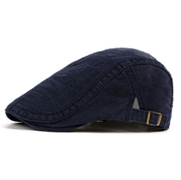 Flache Kappe Schiebermütze Herren Jungen Klassisch Retro Baumwolle Im Freien Sommer Sonnenhut, Blau -
