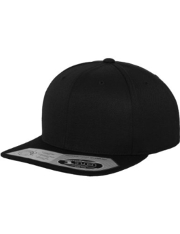 Flexfit 110 Fitted Snapback Unisex Cap für Damen und Herren, Erwachsenen Mütze mit flachem Schirm und perfekter Passform, Schwarz, one size -
