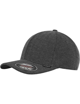 Flexfit Herren Mütze Herringbone Melange (schwarz/grau) - Baseball Cap in S/M oder L/XL -