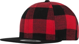 Flexfit Unisex Checked Flanell Snapback Kappe, Blk/Red, one size -