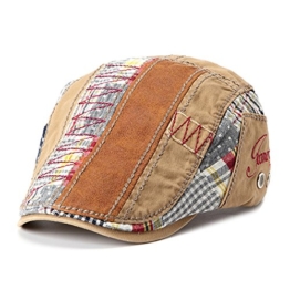 Gatsby Flatcap Schiebermütze Ivy Schirmmütze Cap Kappe Vintage Patch Cadet Hat Flat Beret Newsboy Golf (Beige) -