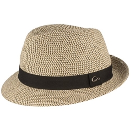 Göttmann 3-farbiger Trilby Stroh-Hut Onyx aus Papier-Stroh für Damen & Herren -