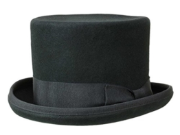 Guerra Top Hat Wollfilz Zylinder 14cm Filzhut - schwarz 58 -