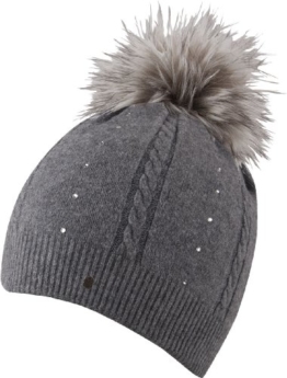 Helen Hat - Glamour Style - Trendige Strick Beanie mit Bommel aus Kunstfell für Damen - 2013/14, Strickmütze , Bommelmütze (grey) -