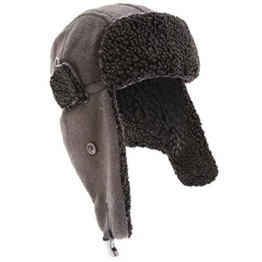 Herren Anti-Pilling Fleece Thermo Ski Mütze (58cm) (Grau) -