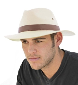 Herren Baumwolle Fedora A232 - Braun - Natural, Small 57cm, Natürlich -