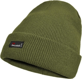 Herren Thinsulate Strickmütze, Beanie Skimütze mit besonders warmer Fütterung Einheitsgröße Farbe Oliv -