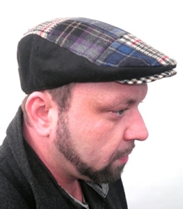 Herrenflatcap Flatcap Wintermütze gefüttert Schiebermütze (58, Schwarz/Mehrfarbig) -