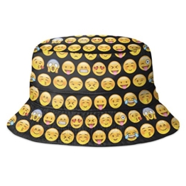 Hip-Hop Bucket-Bush Sommer- und Party-Hut mit spritzigem Design für Damen und Herren Gr. Einheitsgröße, Emoji Black -