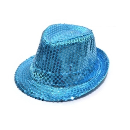 HUAYANG Coole Pailletten Design Kind Kid Fedora Panamahut Paillette Lässige Kappe (Hellblau) -