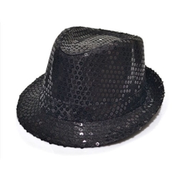 HUAYANG Coole Pailletten Design Kind Kid Fedora Panamahut Paillette Lässige Kappe (Schwarz) -