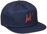 HUF Script Snapback Cap Flatbrim Basecap Baseballcap Kappe Flat Brim Mütze Baseballmütze Cap Basecap (One Size - dunkelblau) -