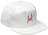 HUF Script Snapback Cap Flatbrim Basecap Baseballcap Kappe Flat Brim Mütze Baseballmütze Cap Basecap (One Size - weiß) -