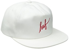 HUF Script Snapback Cap Flatbrim Basecap Baseballcap Kappe Flat Brim Mütze Baseballmütze Cap Basecap (One Size - weiß) -